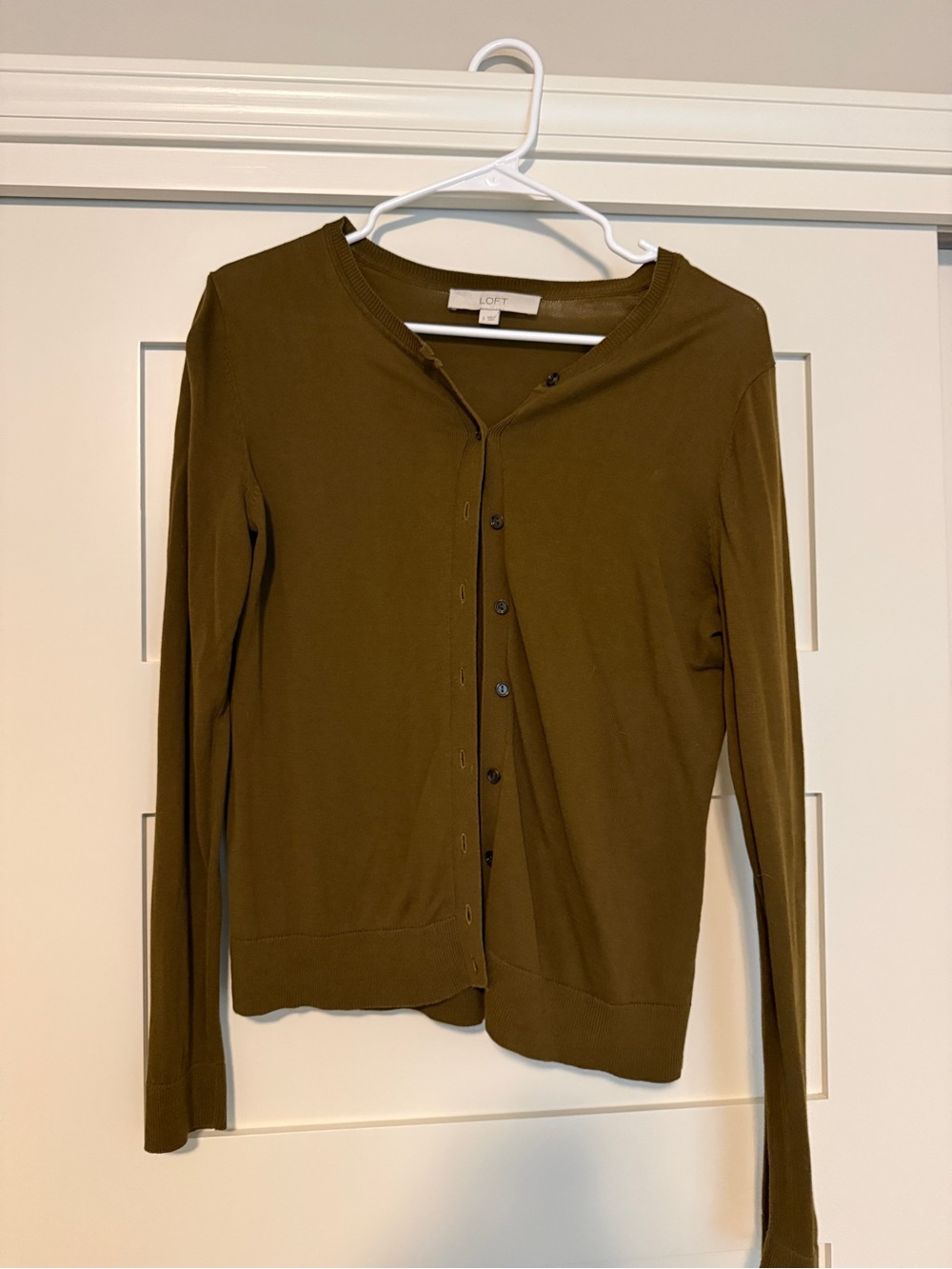 LOFT Women's Olive Green Button-Front Cardigan Sweater, Size S